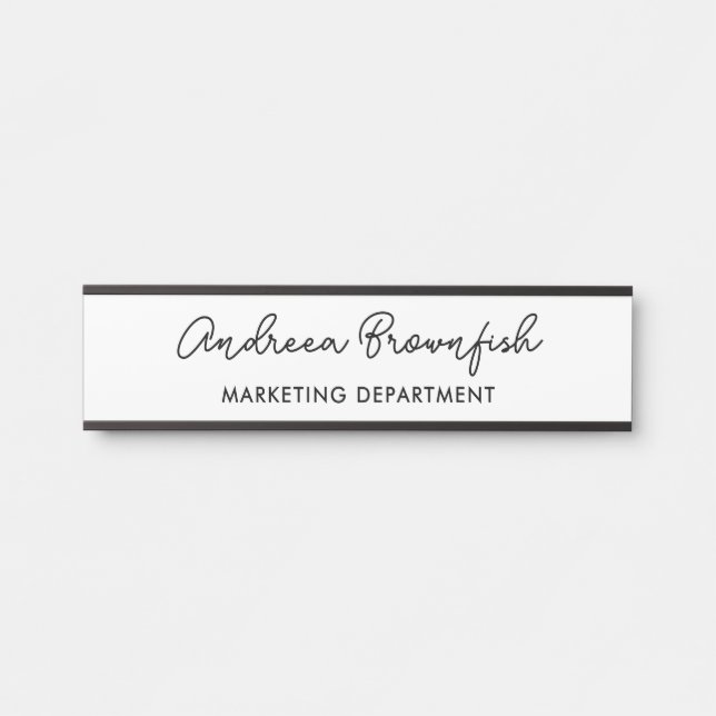 Placa De Porta Título de Trabalho Básico Monocromático Elegante e (Frente)