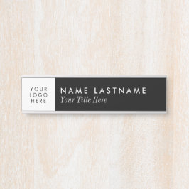 Placa De Porta Título do Logotipo Personalizado Nome Branco Simpl