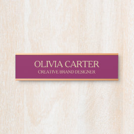 Placa De Porta Título profissional moderno em vinho dourado para 