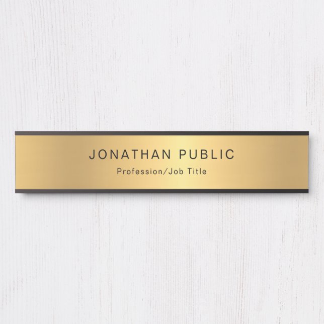 Placa De Porta Trendy Dourado Look Glamor Modern Professional (Frente)