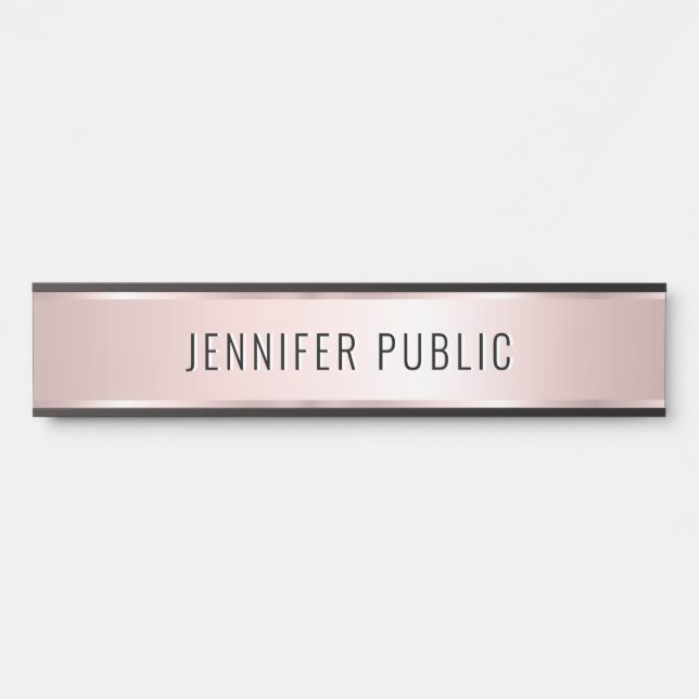 Placa De Porta Trendy Elegant Modern Template Luxury Rose Gold (Frente)