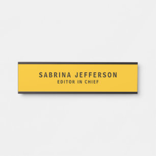 Placa De Porta Único Elegante Simples Amarelo Mínimo Laranja Simp