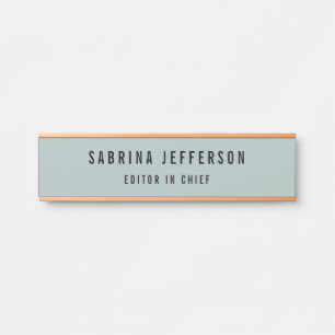 Placa De Porta Único Elegante Simples e Minimalista Azul Claro