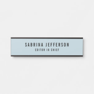 Placa De Porta Único Elegante Simples e Minimalista Azul Claro