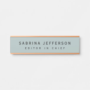 Placa De Porta Único Elegante Simples e Minimalista Azul Claro