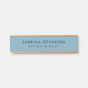 Placa De Porta Único Elegante Simples e Minimalista Azul Claro