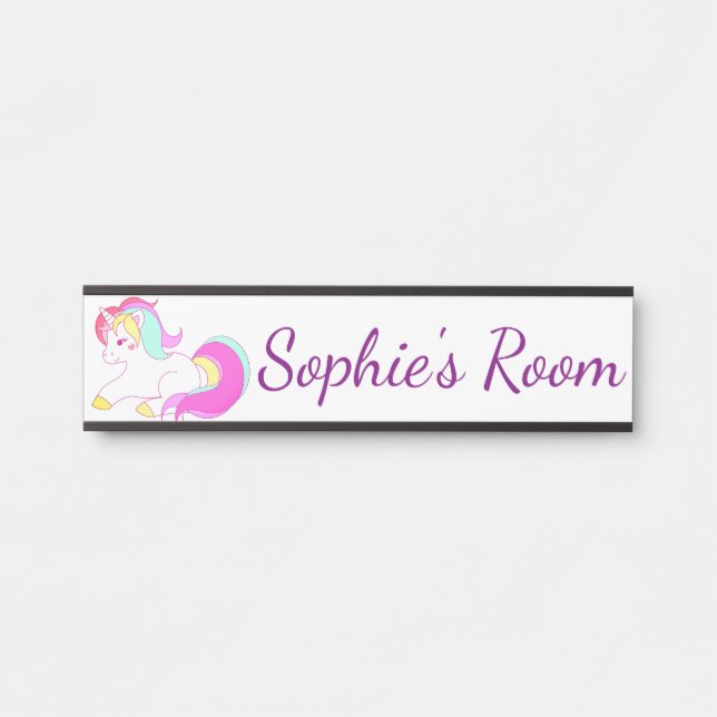 Placa De Porta Unicorn Childrens Bedroom Door Name Plaque (Frente)