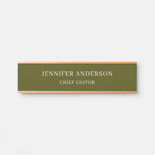 Placa De Porta Verde Chic Profissional Moderno Simples Minimalist