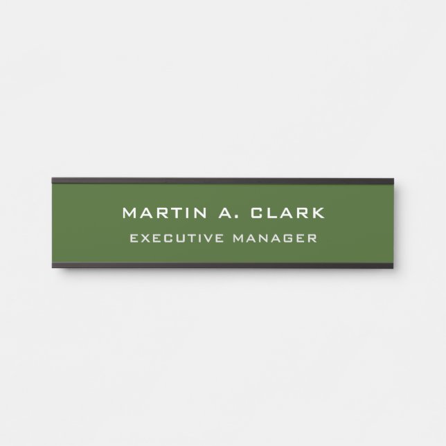 Placa De Porta Verde Floresta Elegante Mínima Moderna (Frente)
