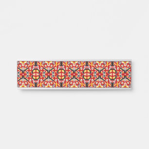 Placa De Porta Vibrant Tribal Fusion Geometric Symmetry Pattern