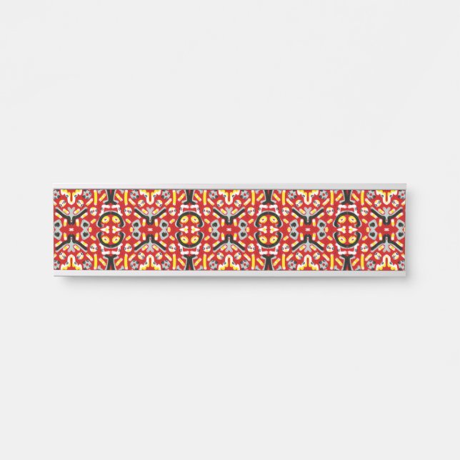 Placa De Porta Vibrant Tribal Fusion Geometric Symmetry Pattern (Frente)