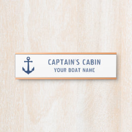 Placa De Porta Vintage Anchor Cabine do Capitão O seu nome do bar