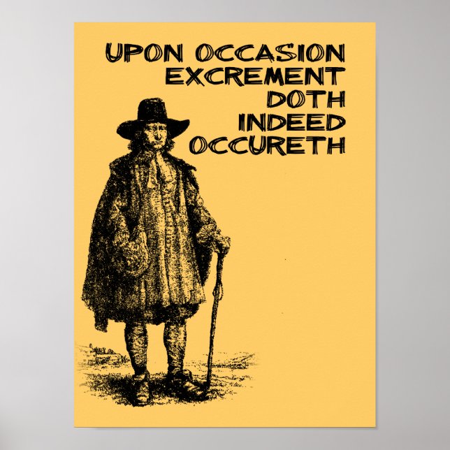 Placa de Poster Engraçado de Cocô Acontece (Frente)