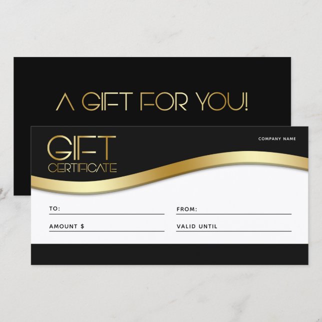 Placa de presente de Wave Dourada e preta para emp (Frente/Verso)