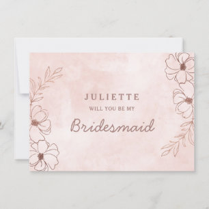 Placa de Proposta de Bridesmaid Rosa e Rosa Dourad