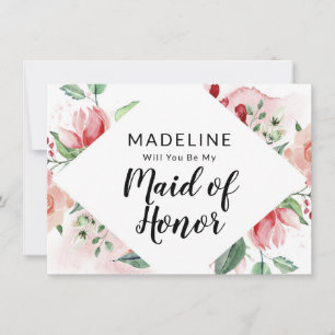Placa de Proposta de Madrinha de casamento Floral 