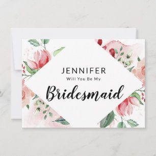 Placa de Proposta Floral de Bridesmaid com Aquarel