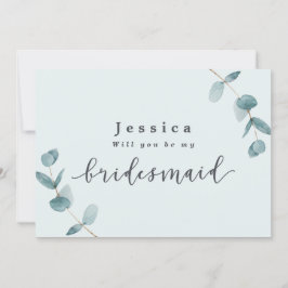Placa de Proposta Simples Eucalyptus Bridesmaid