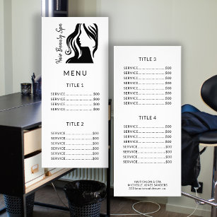 Placa de rack de menu de serviço de salino branco 