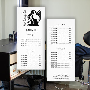 Placa de rack de menu de serviço de salino branco