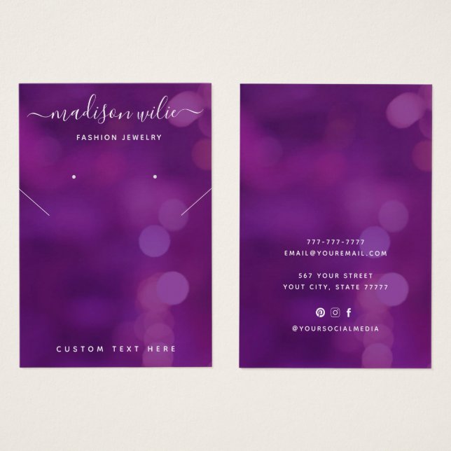 Placa de rebordo de colar de joias modernas (Frente & Verso)