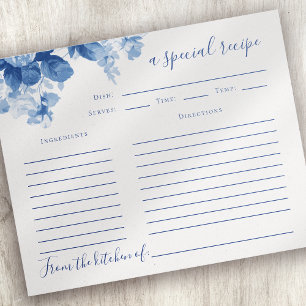 Placa de recebimento de Chá de panela Floral Azul