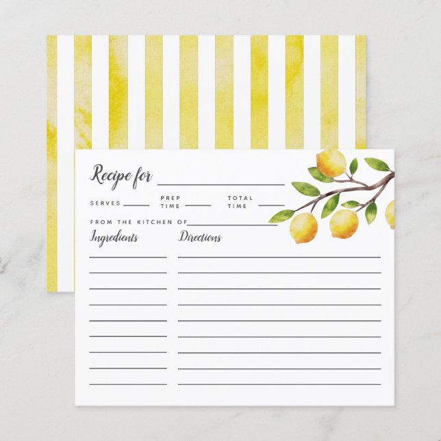 Placa de Receita do Chá de panela de Árvore Limão (Frente/Verso)