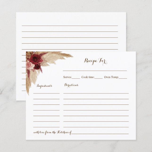 Placa de Receita do Chá de panela Grass Boho Pampa (Frente/Verso)