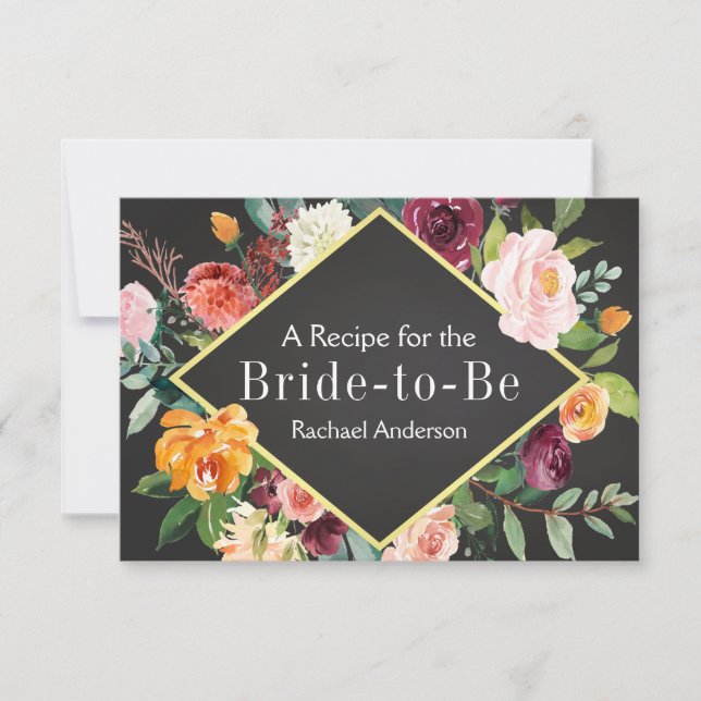 Placa de Receita Favorita Floral de Queda Rústica (Frente)