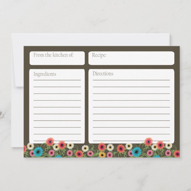 Placa de Receita Floral de Jardim 5x7 (Frente)