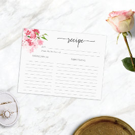 Placa de Receita Floral Elegante De Cores Aquática