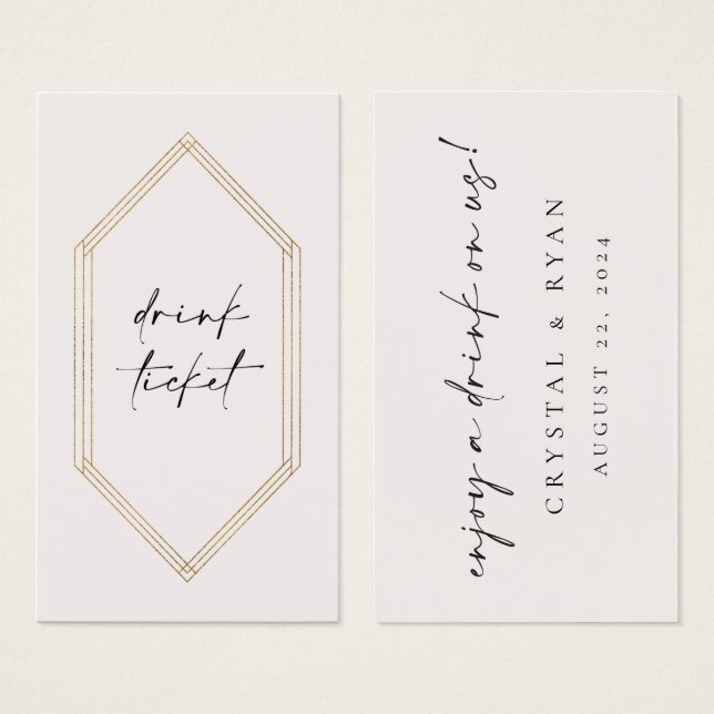 Placa de Recepção de casamento de Token de Tíquete (Frente & Verso)