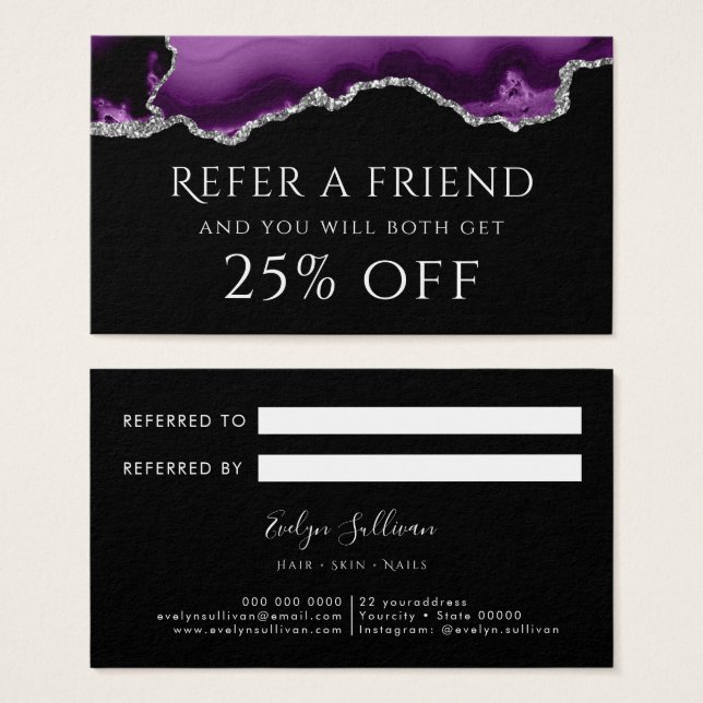 Placa de referência de agato prateado púrpura (Frente & Verso)