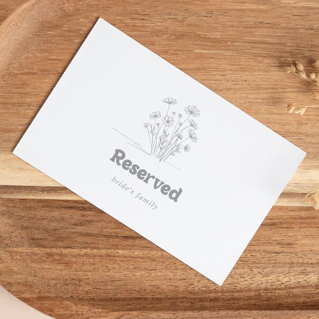 Placa de Reserva de Casamento com Flor Silvestre C (Criador carregado)