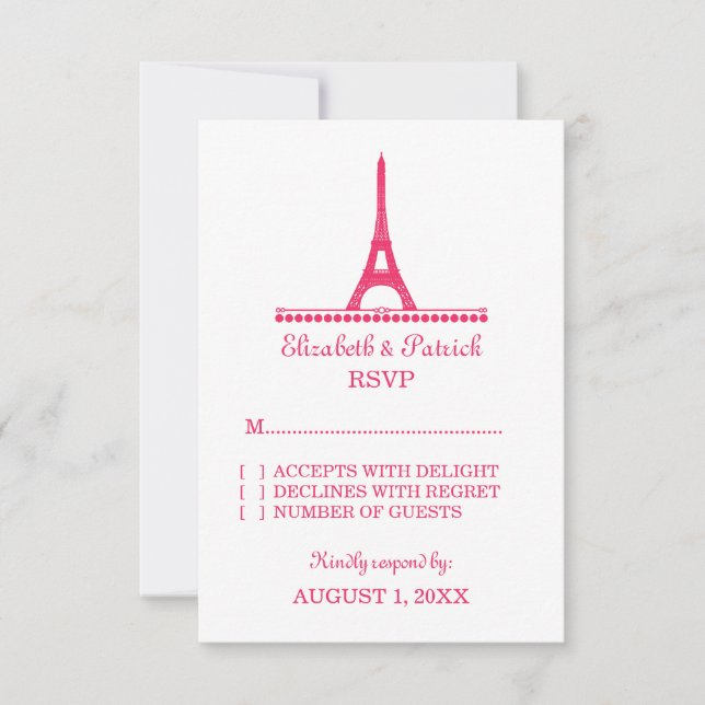 Placa de Resposta Chic Parisiense, Rosa (Frente)
