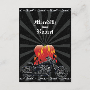Placa de Resposta de Casamento Biker Flaming Love