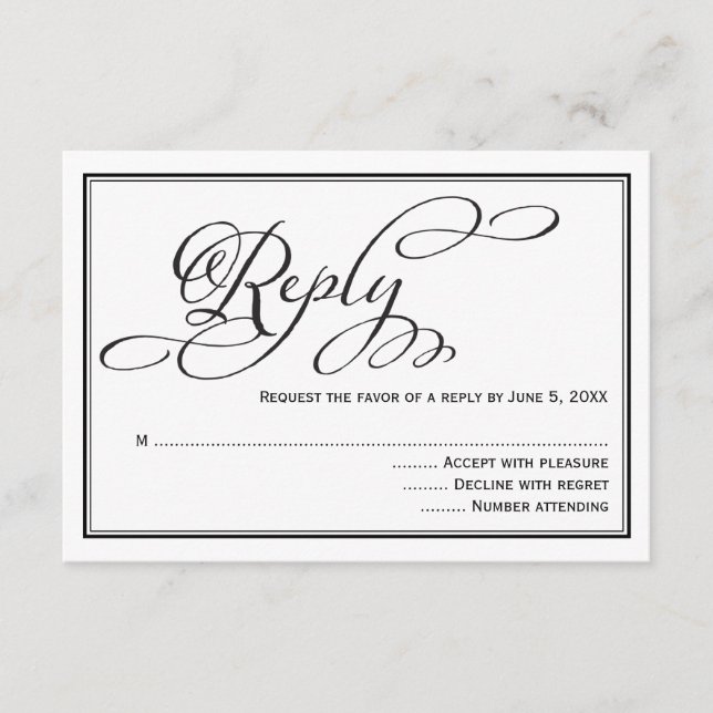 Placa de Resposta de Casamento de Script de Caligr (Frente)