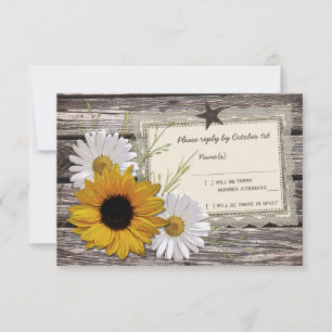 Placa de Resposta de Casamento Rustic Sunflower Da