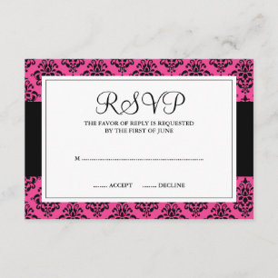 Placa de resposta de Damasco Rosa e Preto