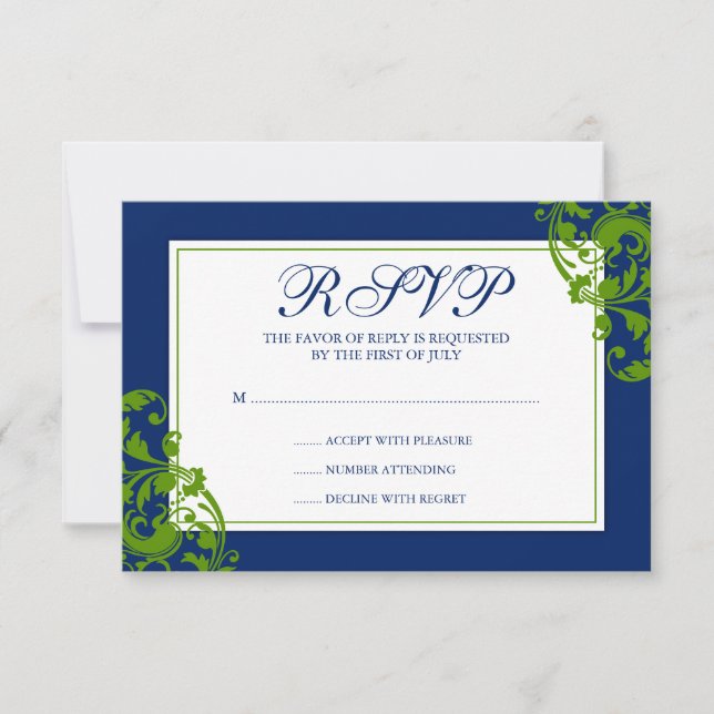 Placa de resposta de espirais floreados marinho Az (Frente)