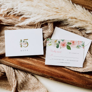 Placa de resposta de placa RSVP de quinceañera, co