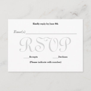 Placa de Resposta de Recepção RSVP - Typo de Cinza