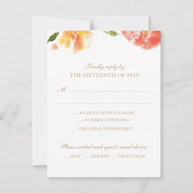 Placa de Resposta de Rosas de Aquarela (Frente)