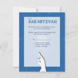 Placa de resposta do Bar Rock Star Mitzvah em azul