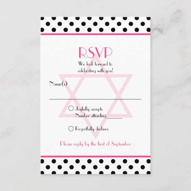 Placa de resposta do Bat Mitzvah, preto-rosa, Boli (Frente)