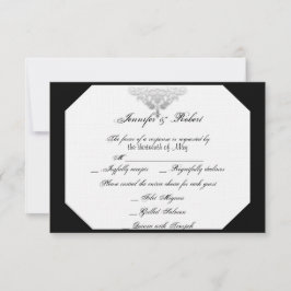Placa de resposta do Casamento tema damasco Black