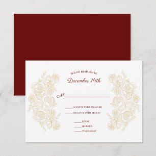 Placa de resposta Elegante para Rosas de Borgonha 