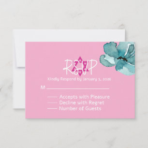 Placa de Resposta Floral Brat Mitzvah, rosa e bran