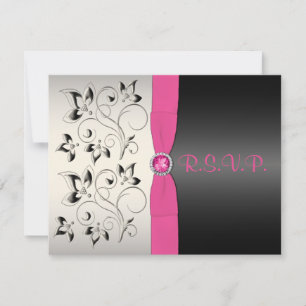 Placa de Resposta Floral de Prata Preta-Rosa, Frit