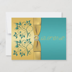 Placa de Resposta Floral Dourada, Teal de Fita, IM